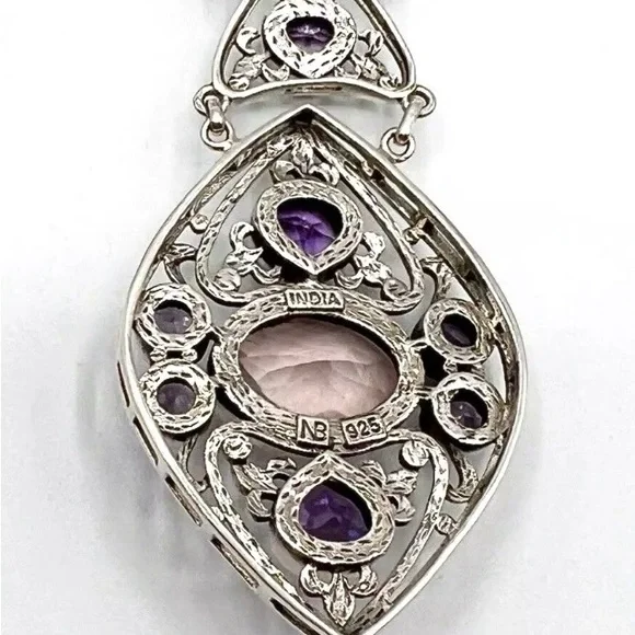 🌟NICKY BUTLER 925 Sterling Silver Rose Quartz Celtic Knot Necklace Brand… - Picture 10 of 12